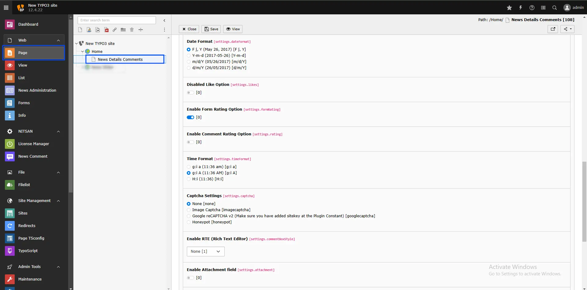 Comment Plugin - Main Configuration 3