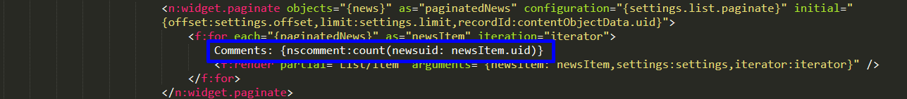 Get count of comments