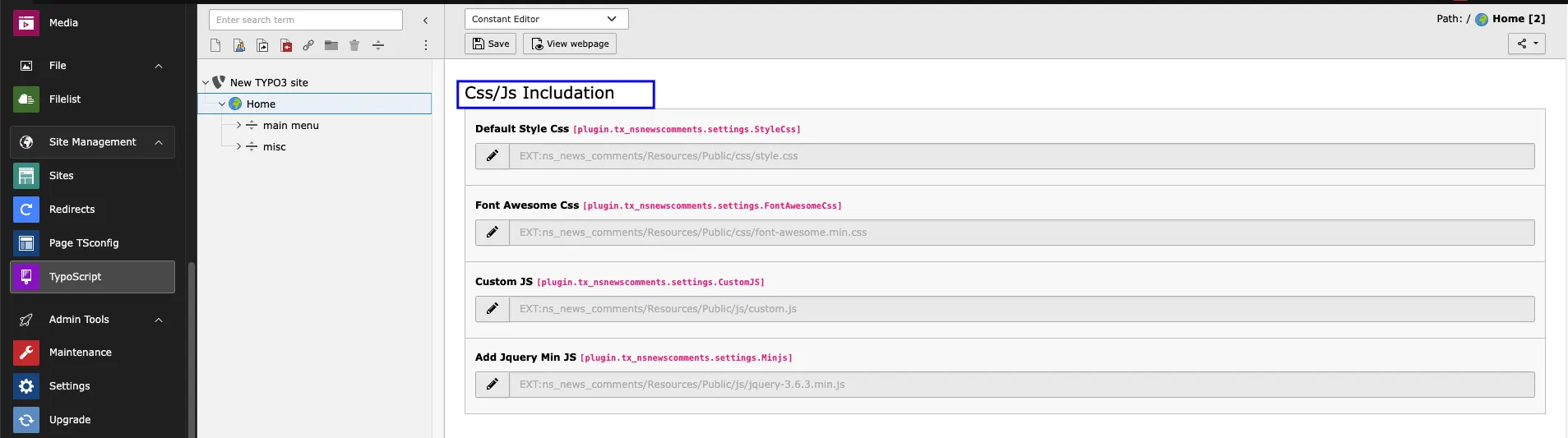 CSS/JS Settings