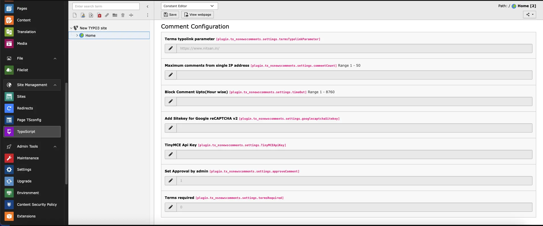Comment Settings