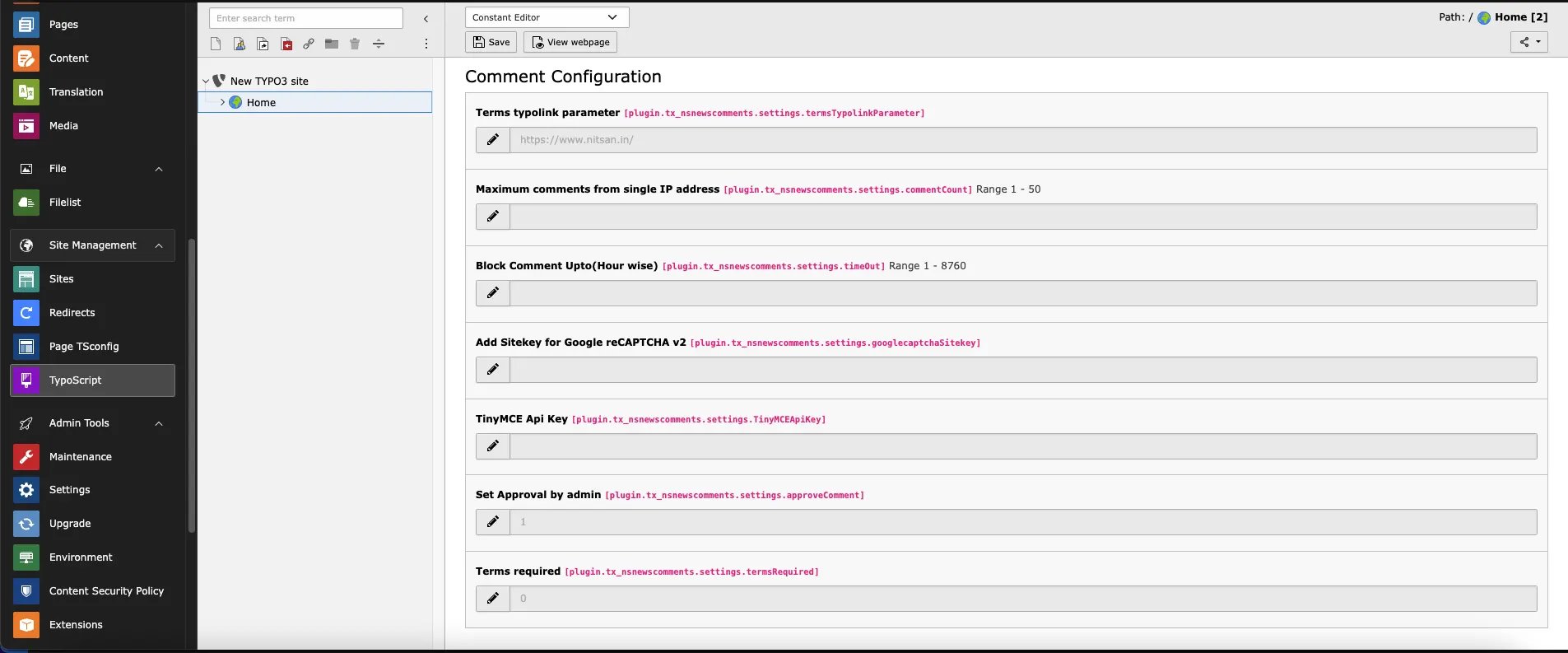Comment Settings