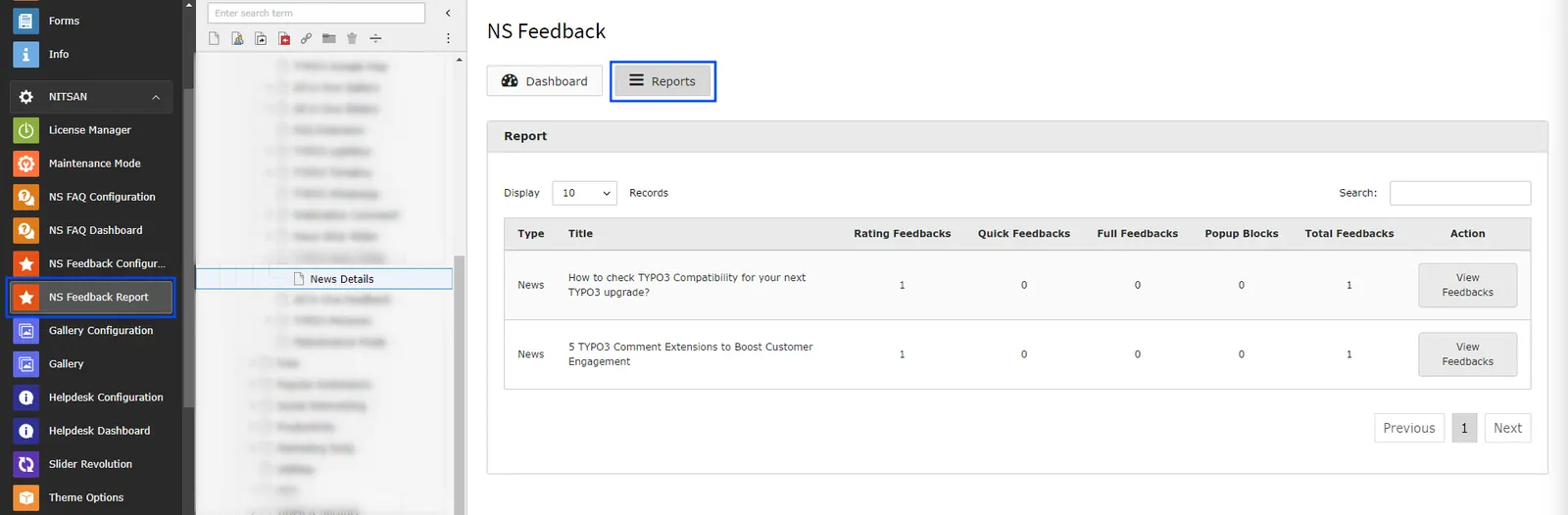 News Feedback Reports