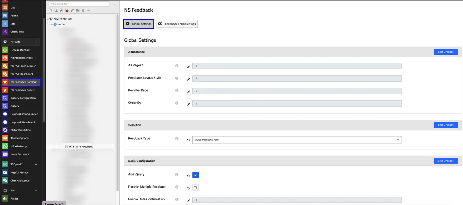 Feedback Throughout the Site