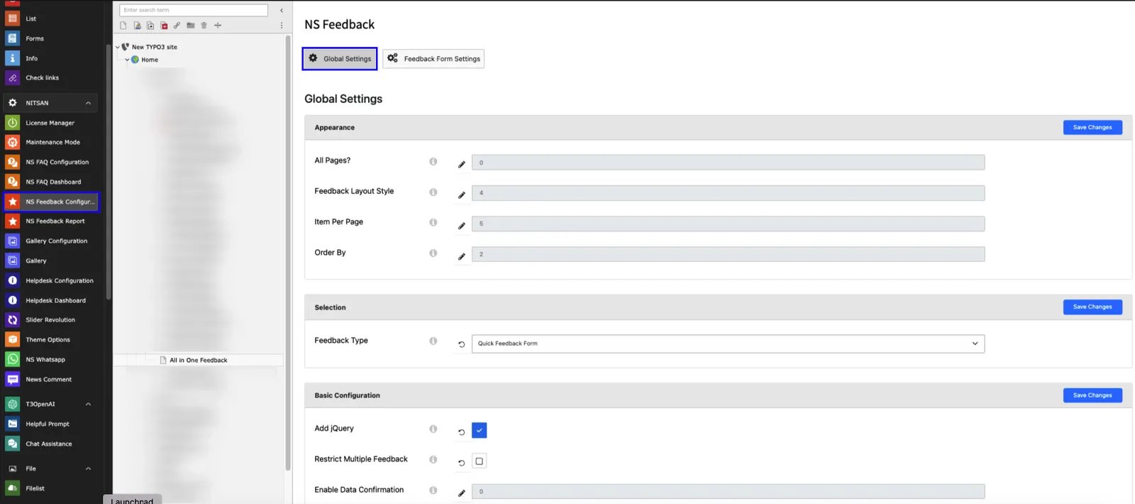 Feedback Throughout the Site