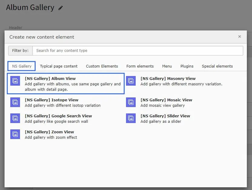 Gallery plugin_wizard_albumview