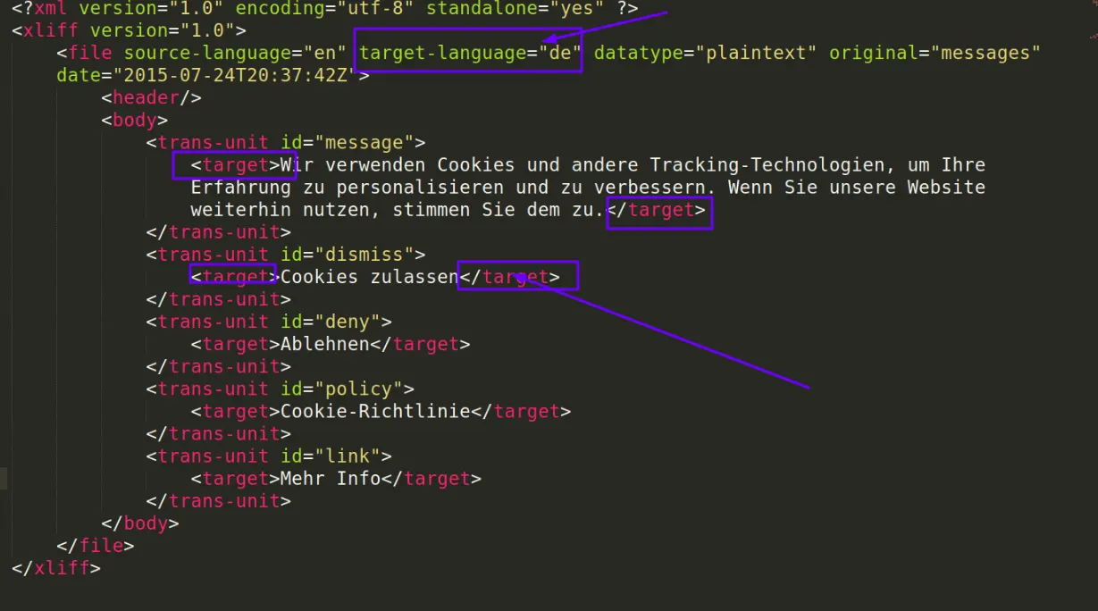 Change Language Labels from XLF file