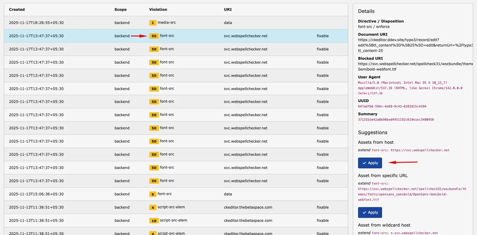 Token URL CSP Connect Src Violation