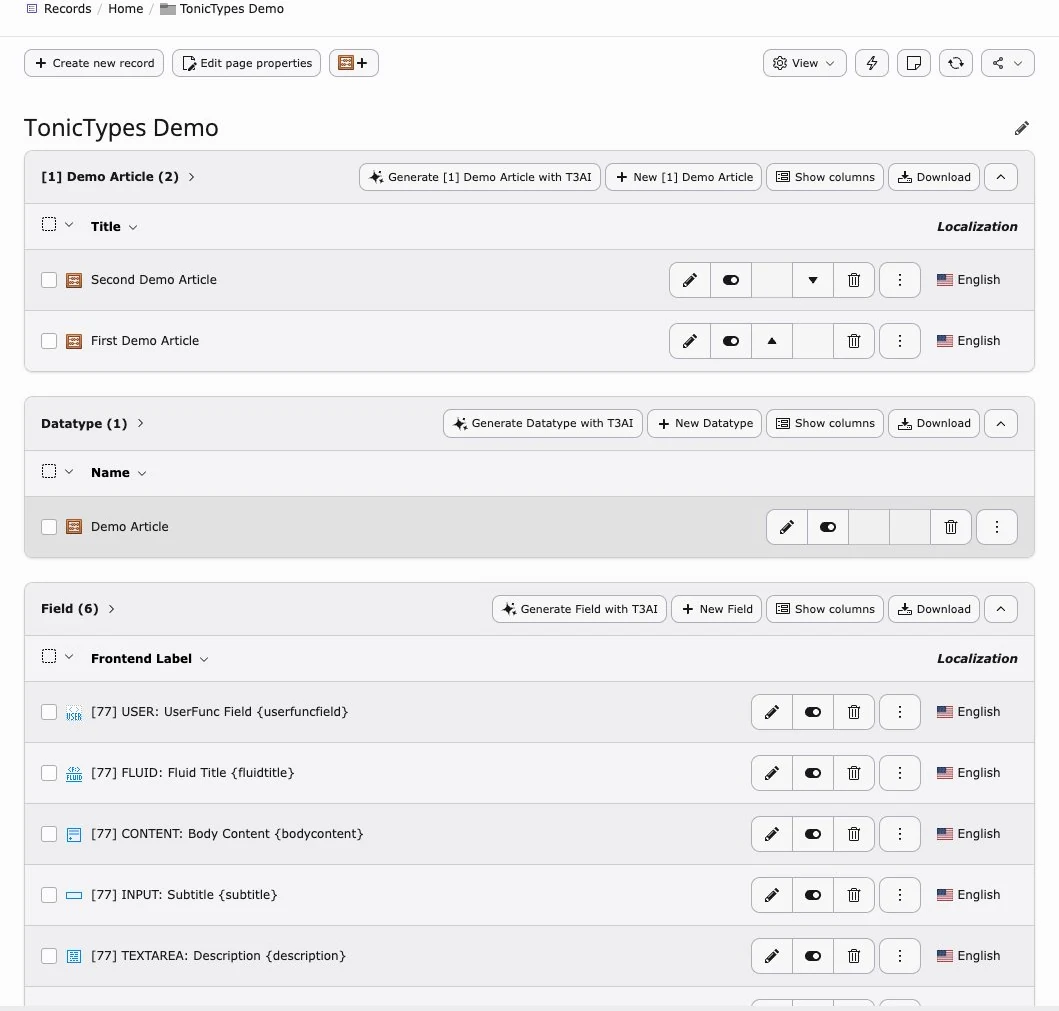 List module DocHeader