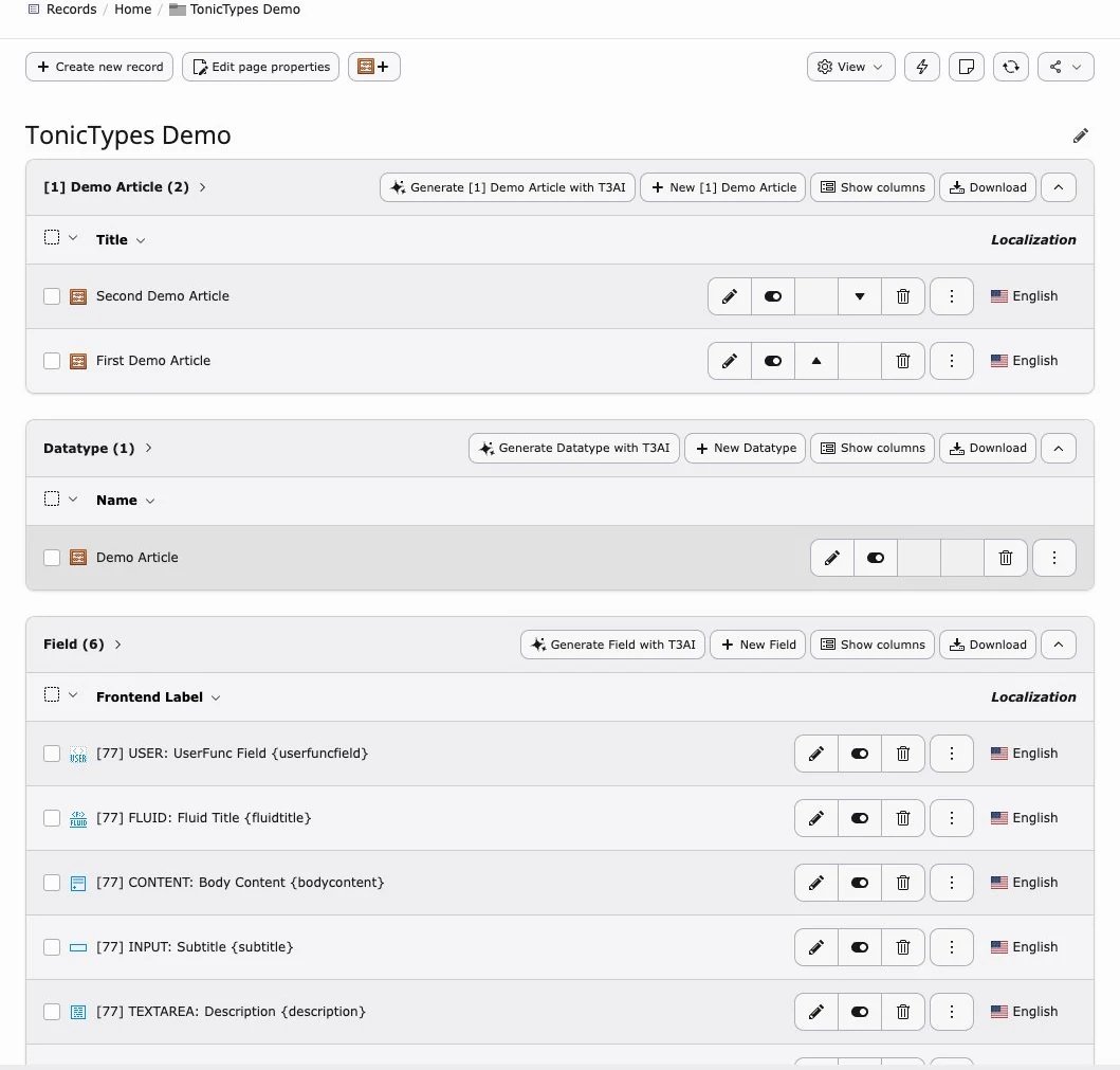 List module DocHeader