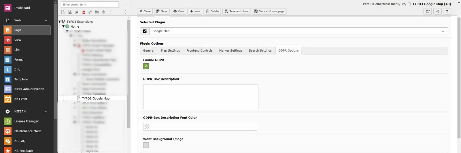 GDPR Settings in Map Plugin