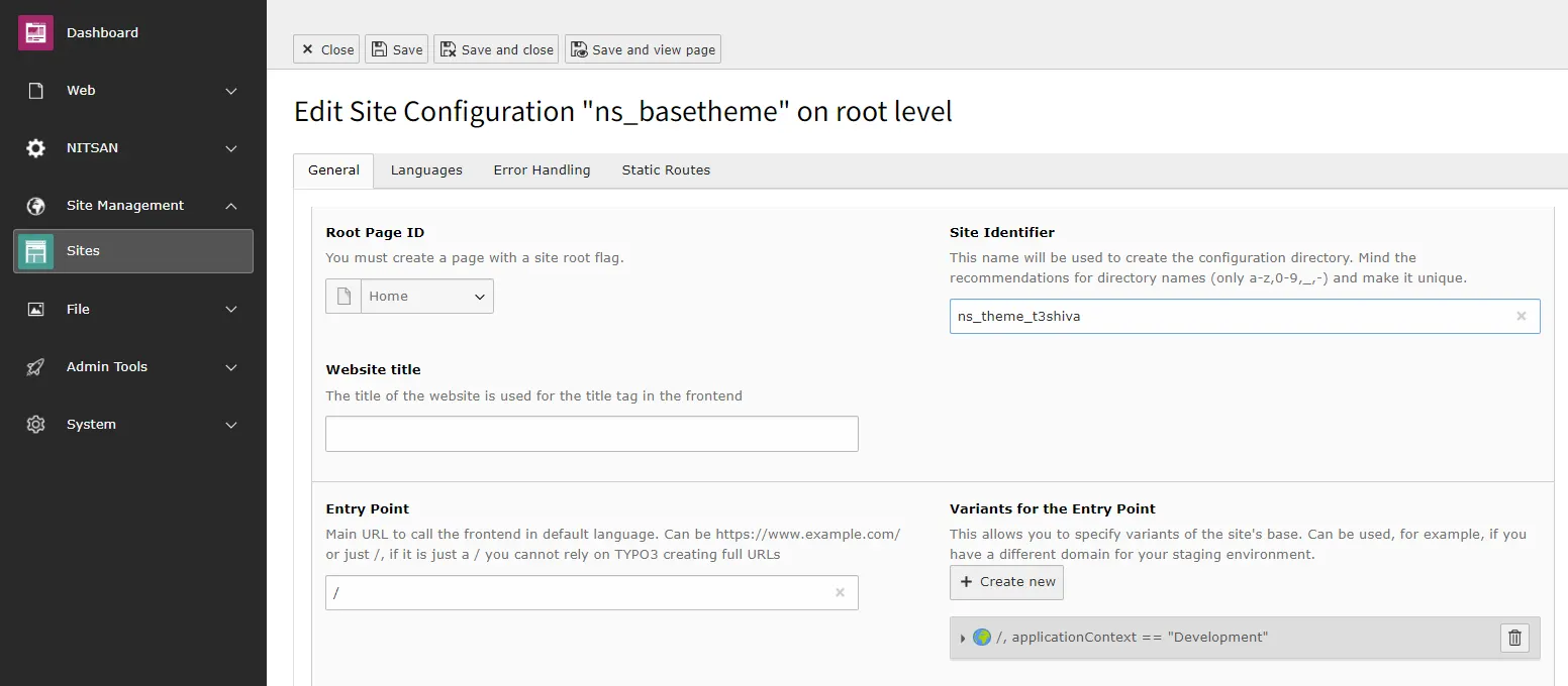 Site Configuration