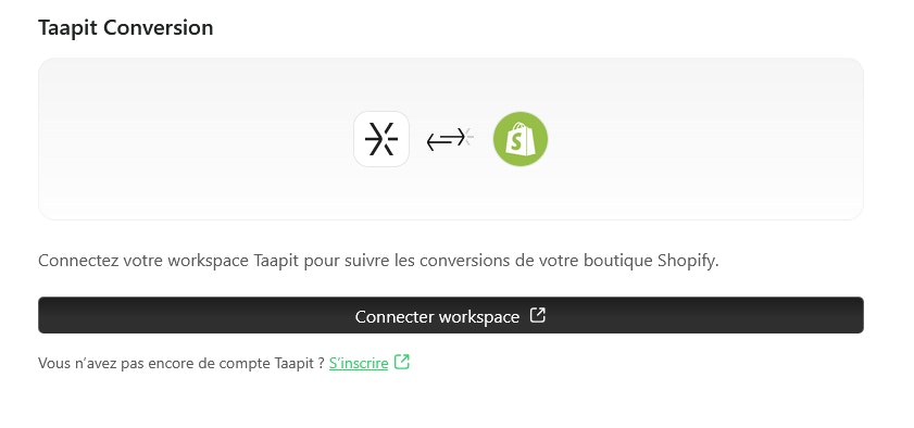 Taapit Shopify App - Connect Workspace