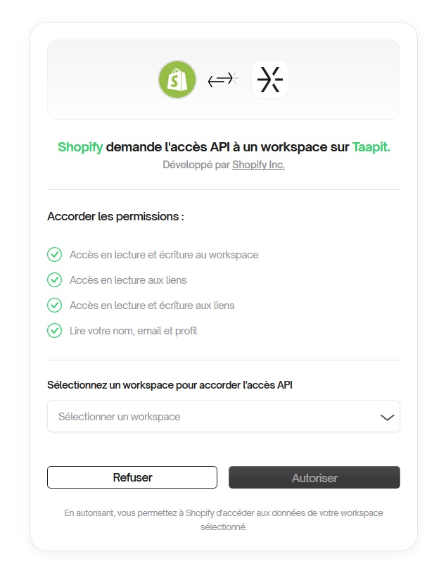 Select and authorize workspace