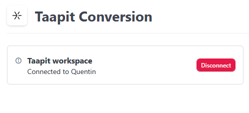 Taapit Stripe App - Workspace connected