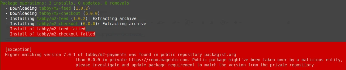 Example of higher matching version error during plugin installation / update