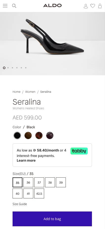 Product page snippet