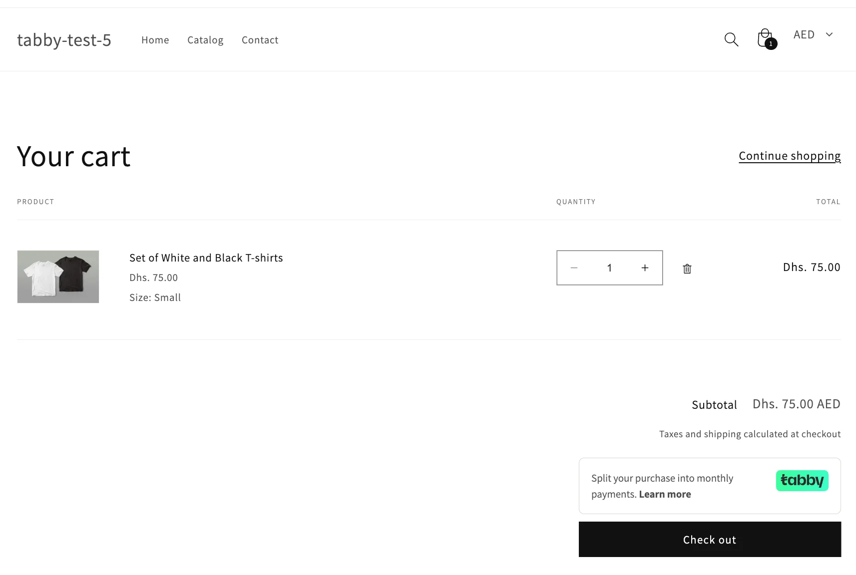Tabby no-price snippet on cart page
