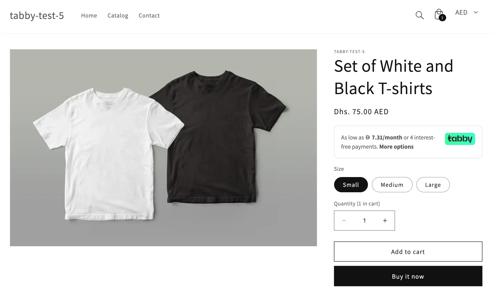 Tabby snippet on product page