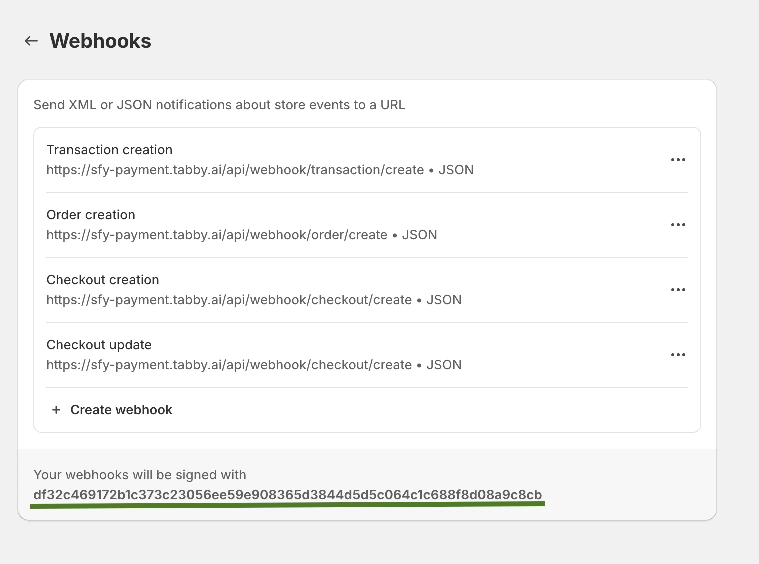 Webhook Verification Key