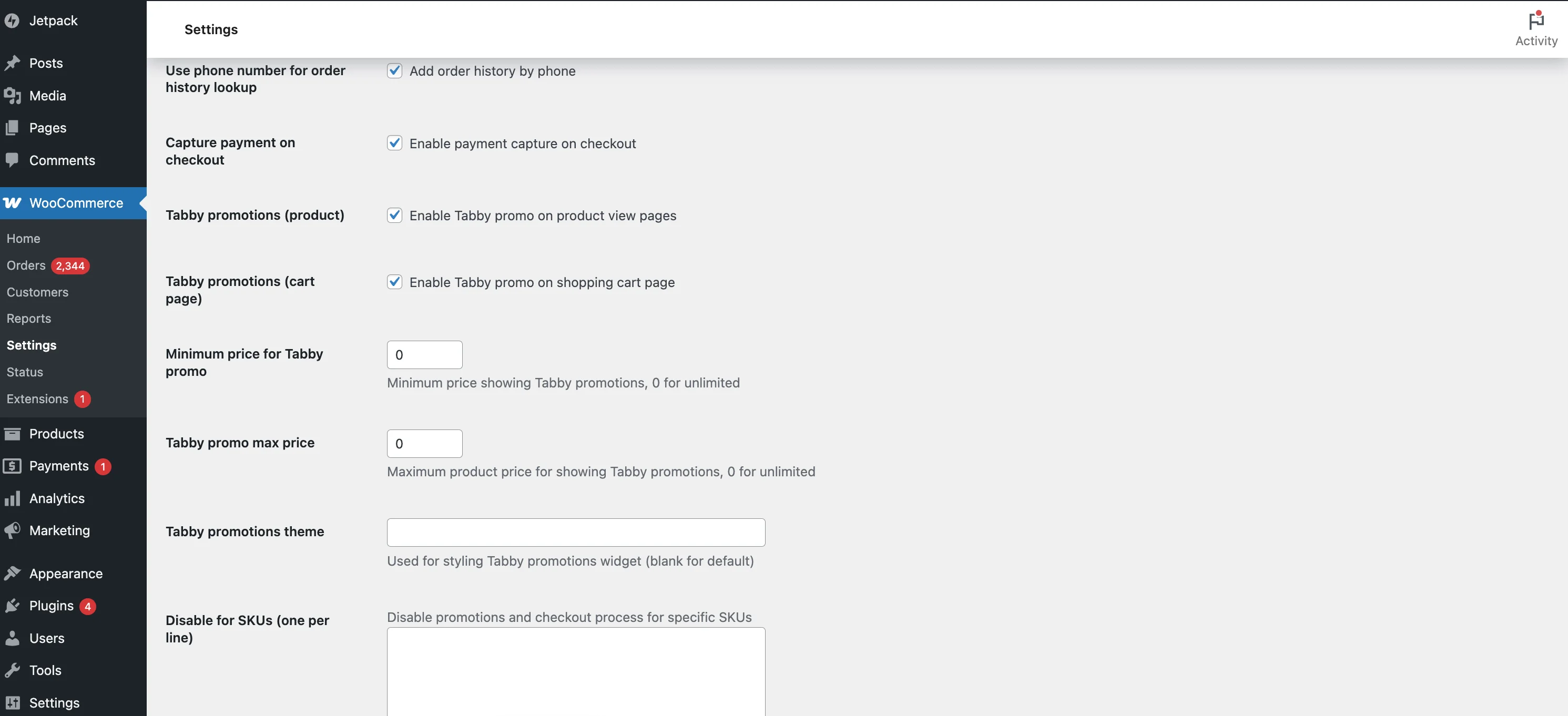 Tabby API settings 2