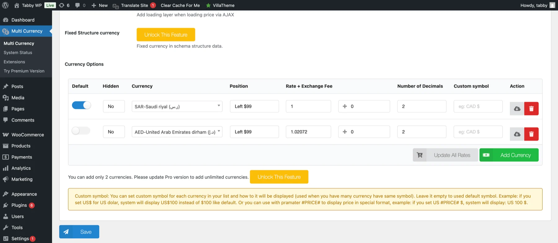 WooCommerce Multi-Currency checkout currency settings