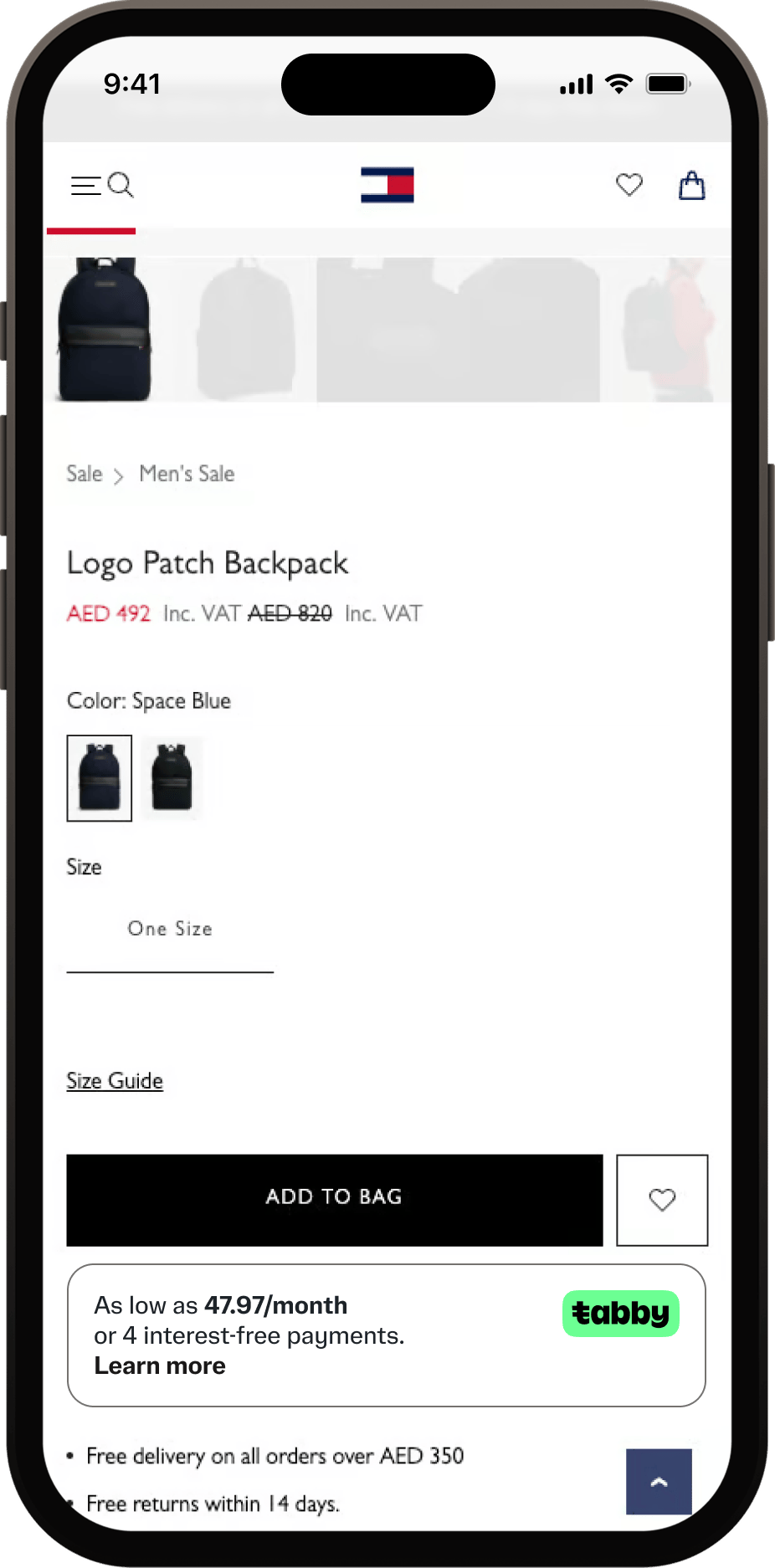 Product page snippet
