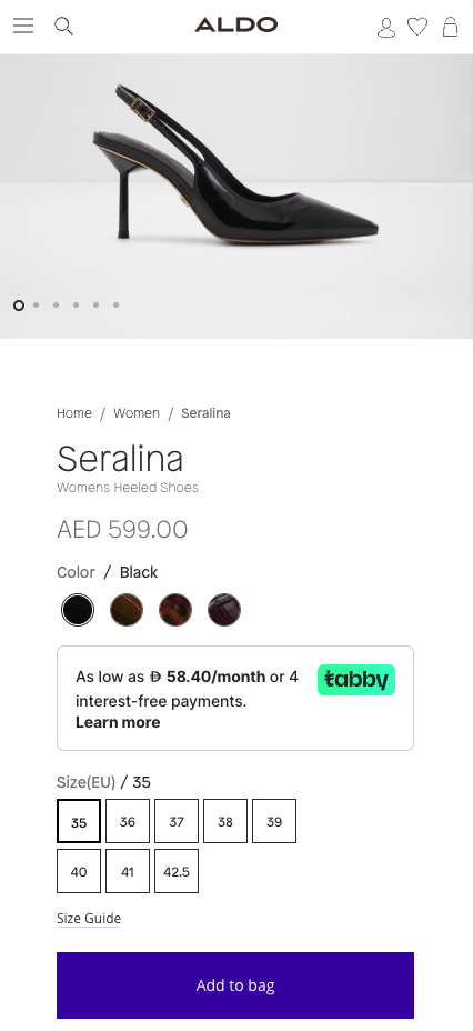Product page snippet