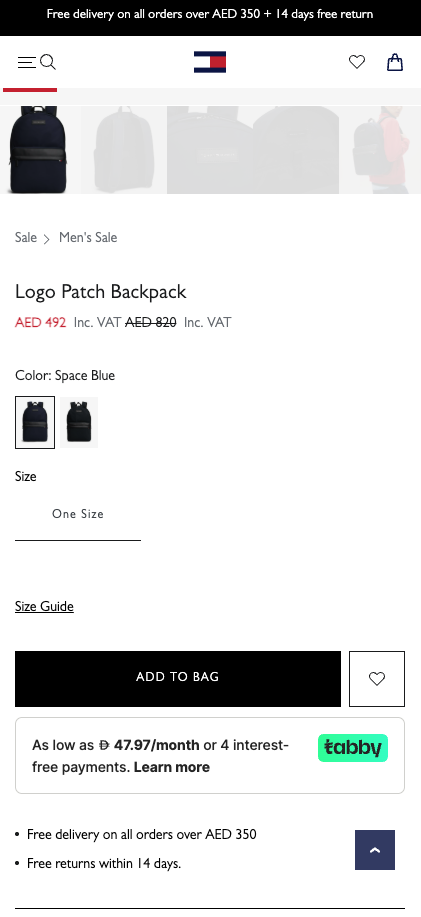 Product page snippet