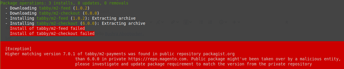 Example of higher matching version error during plugin installation / update