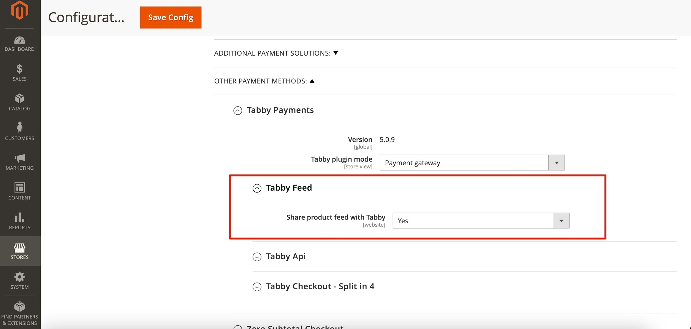 Tabby Feed setting
