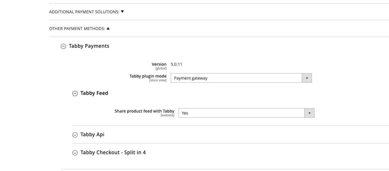 Tabby feed parameter