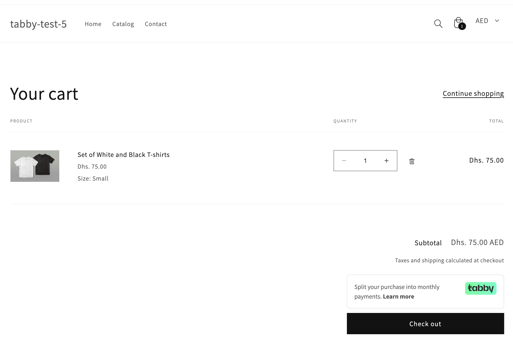 Tabby no-price snippet on cart page