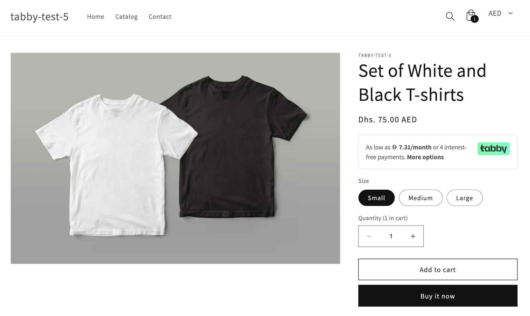 Tabby snippet on product page