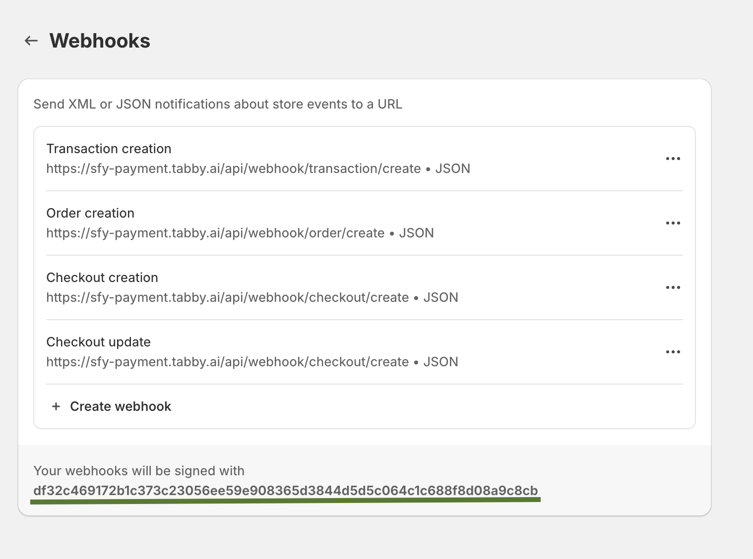 Webhook Verification Key