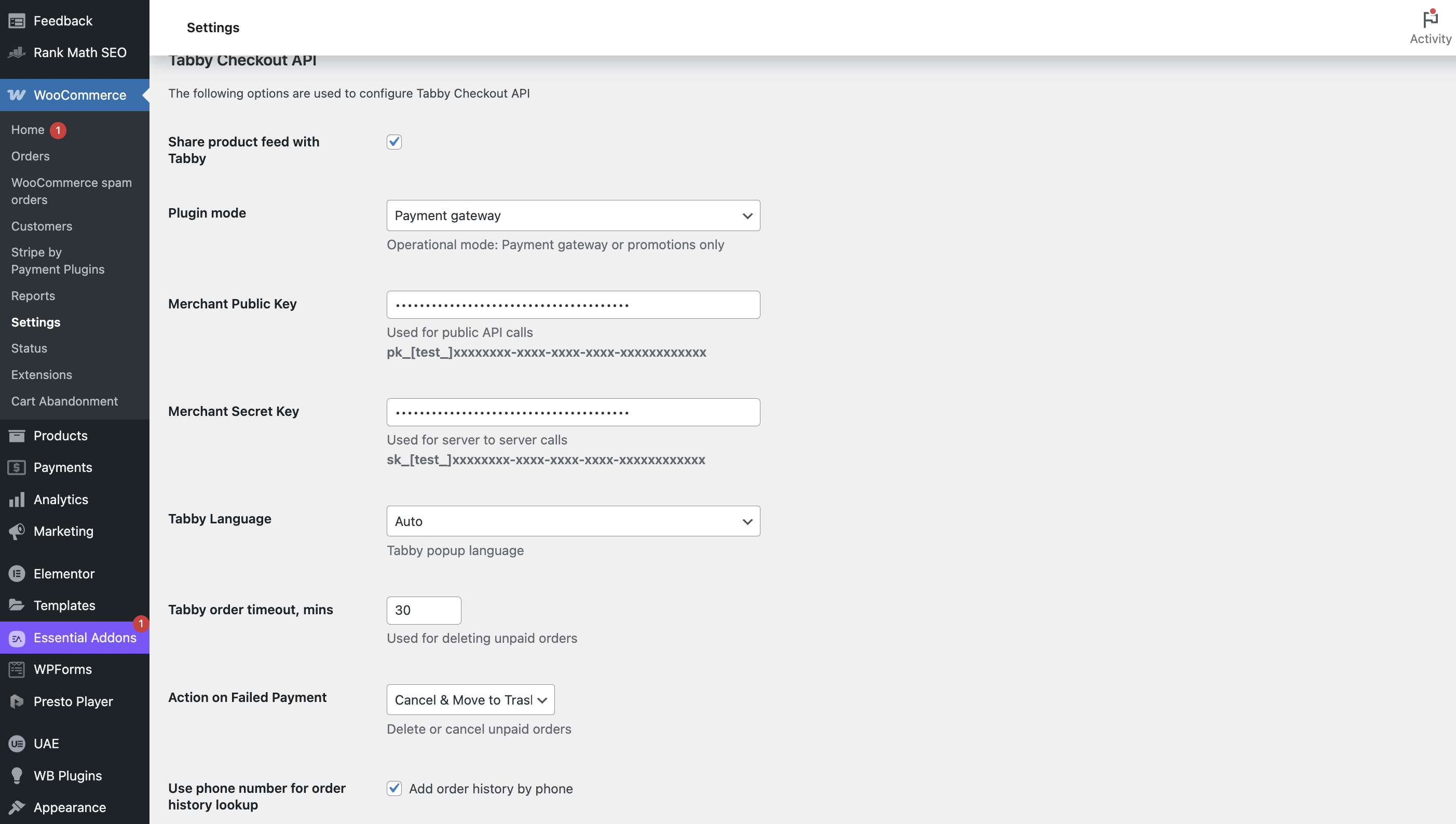 Tabby API settings 1