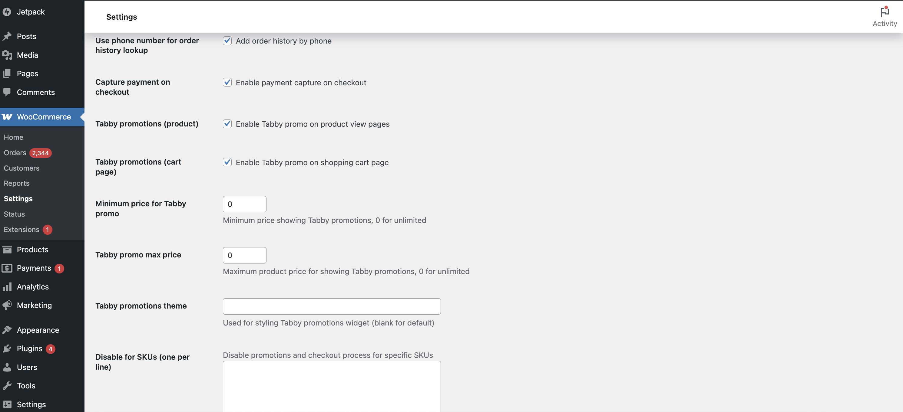 Tabby API settings 2