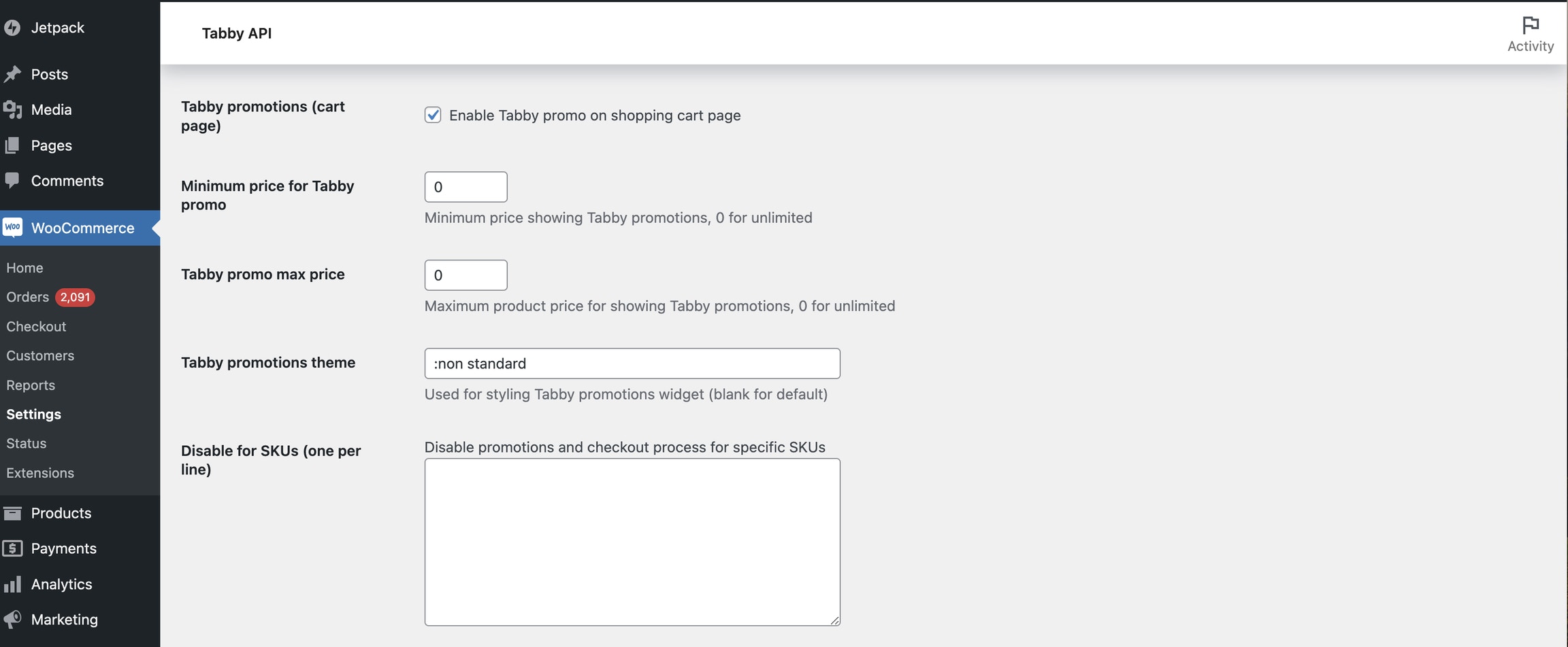 Tabby promotions theme