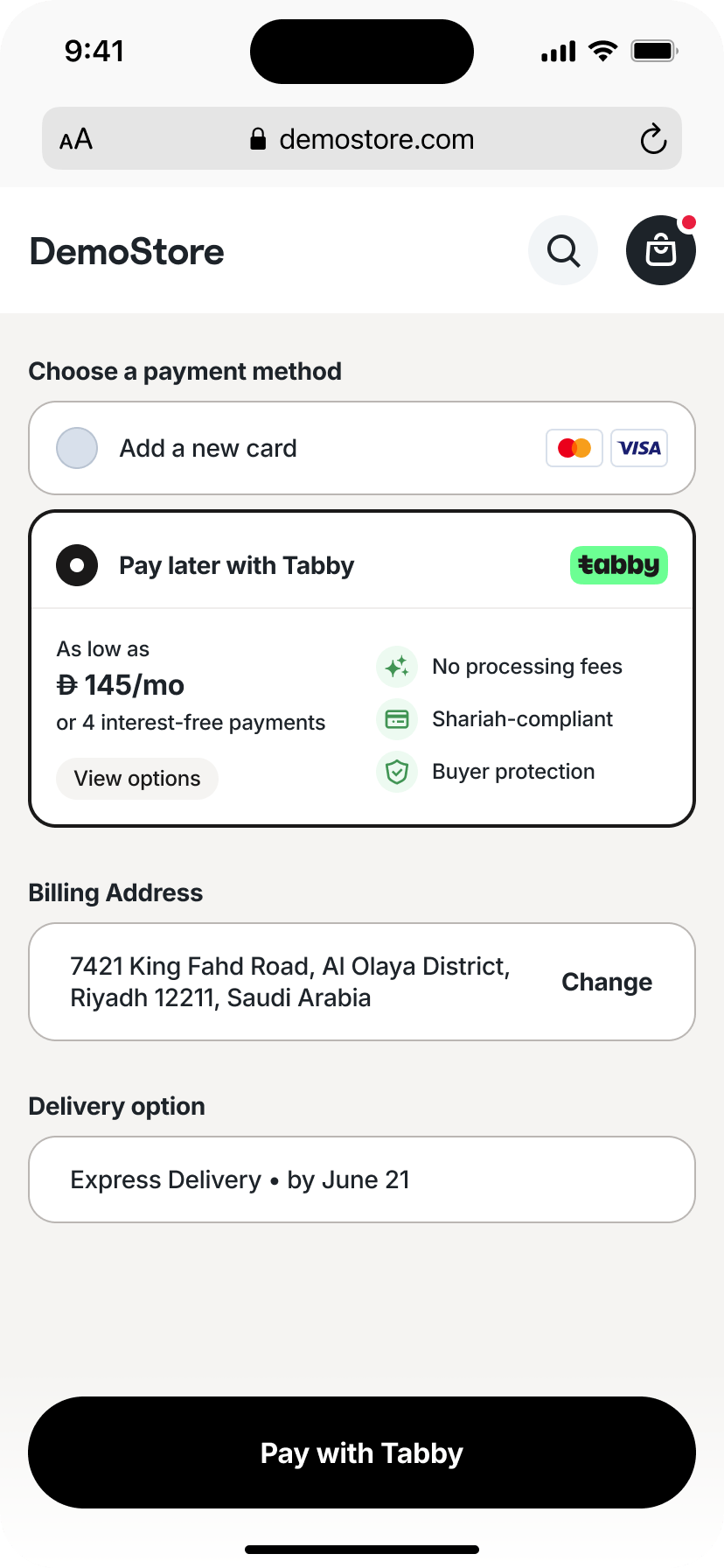 Checkout page snippet