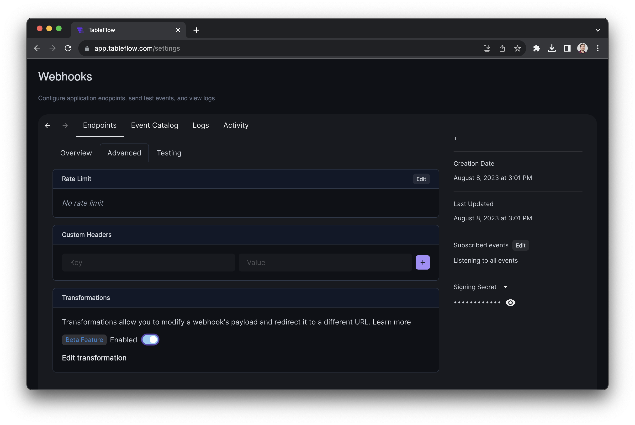 Enable Transformations