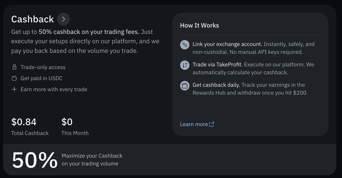 The Cashback card in the Rewards Hub