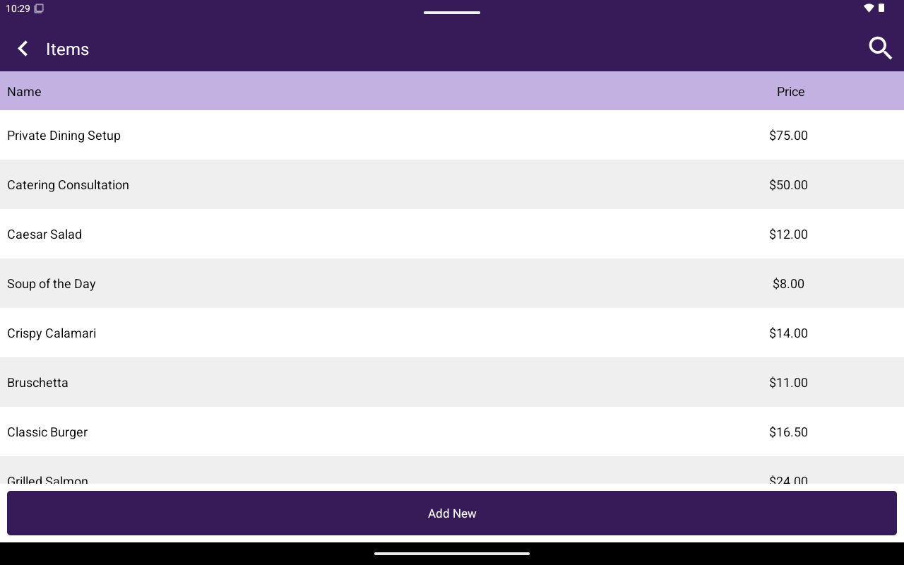 liste Products/Items avec Ajouter nouveau