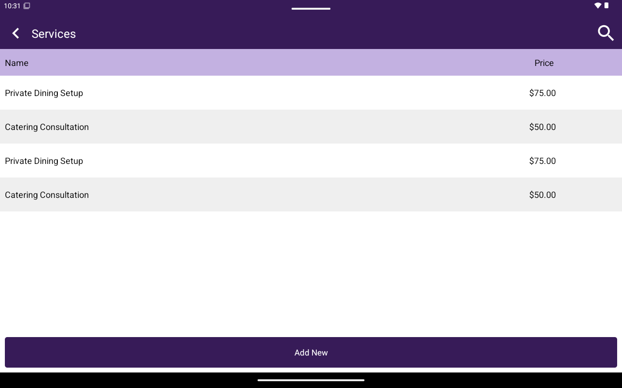 Services list