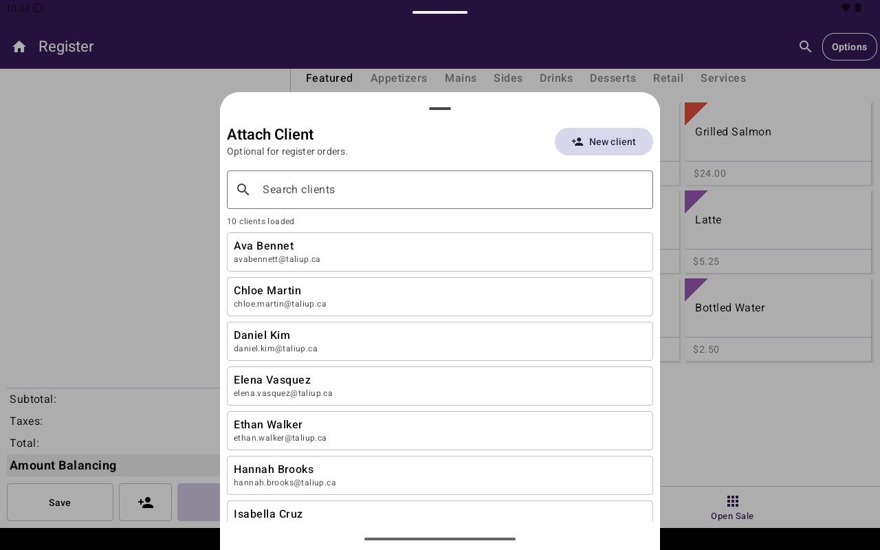Attach Client sheet in Register