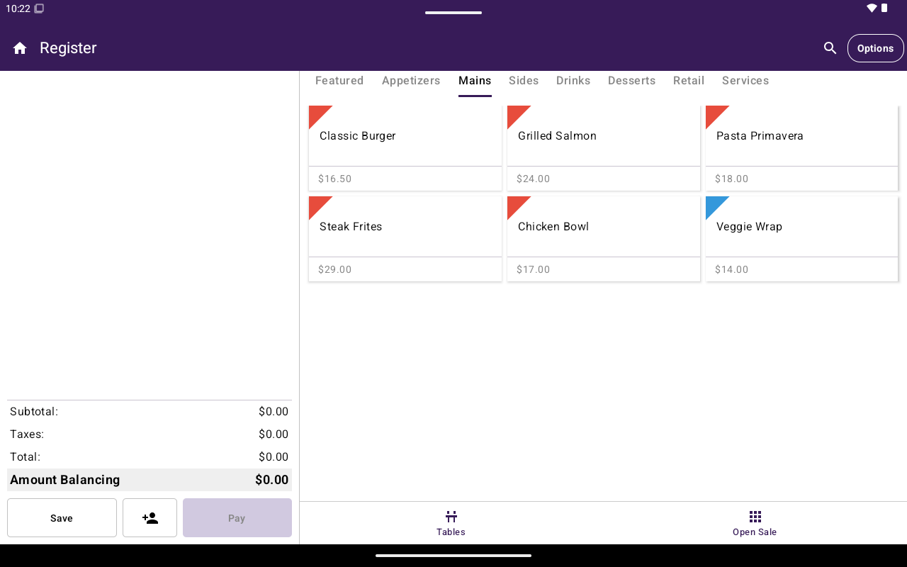 Register Menu/Catalog tab with Categories and Featured