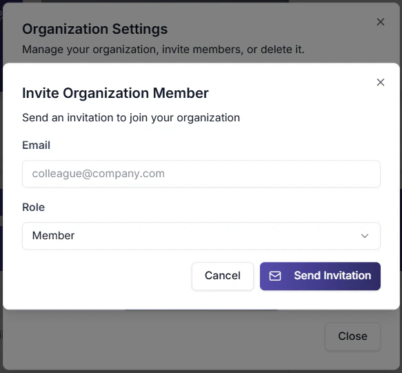 Invite member modal