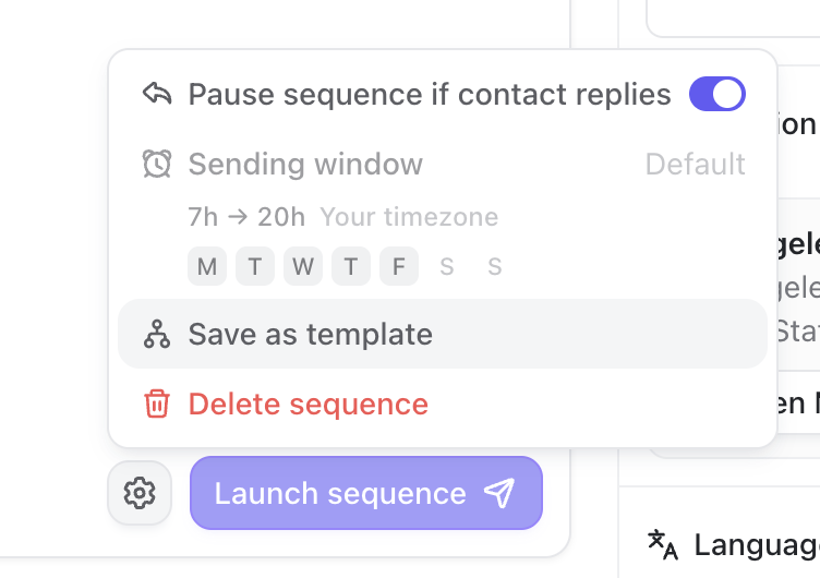 Sequence Save As Template