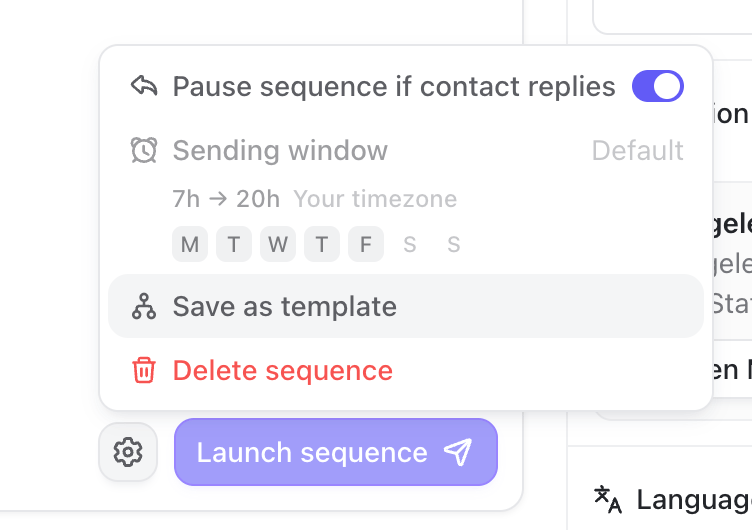 Sequence Save As Template