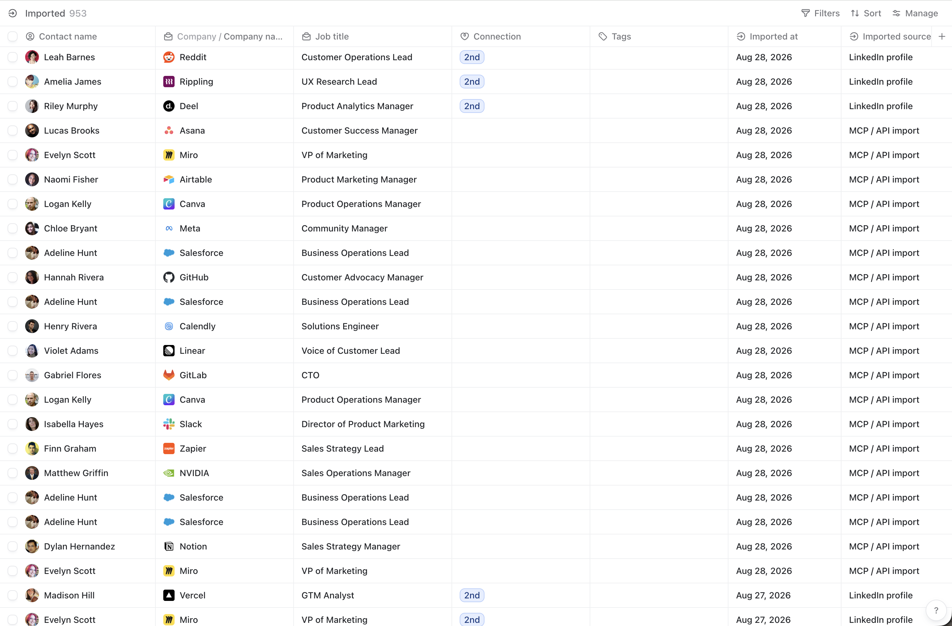 Imported View Contacts