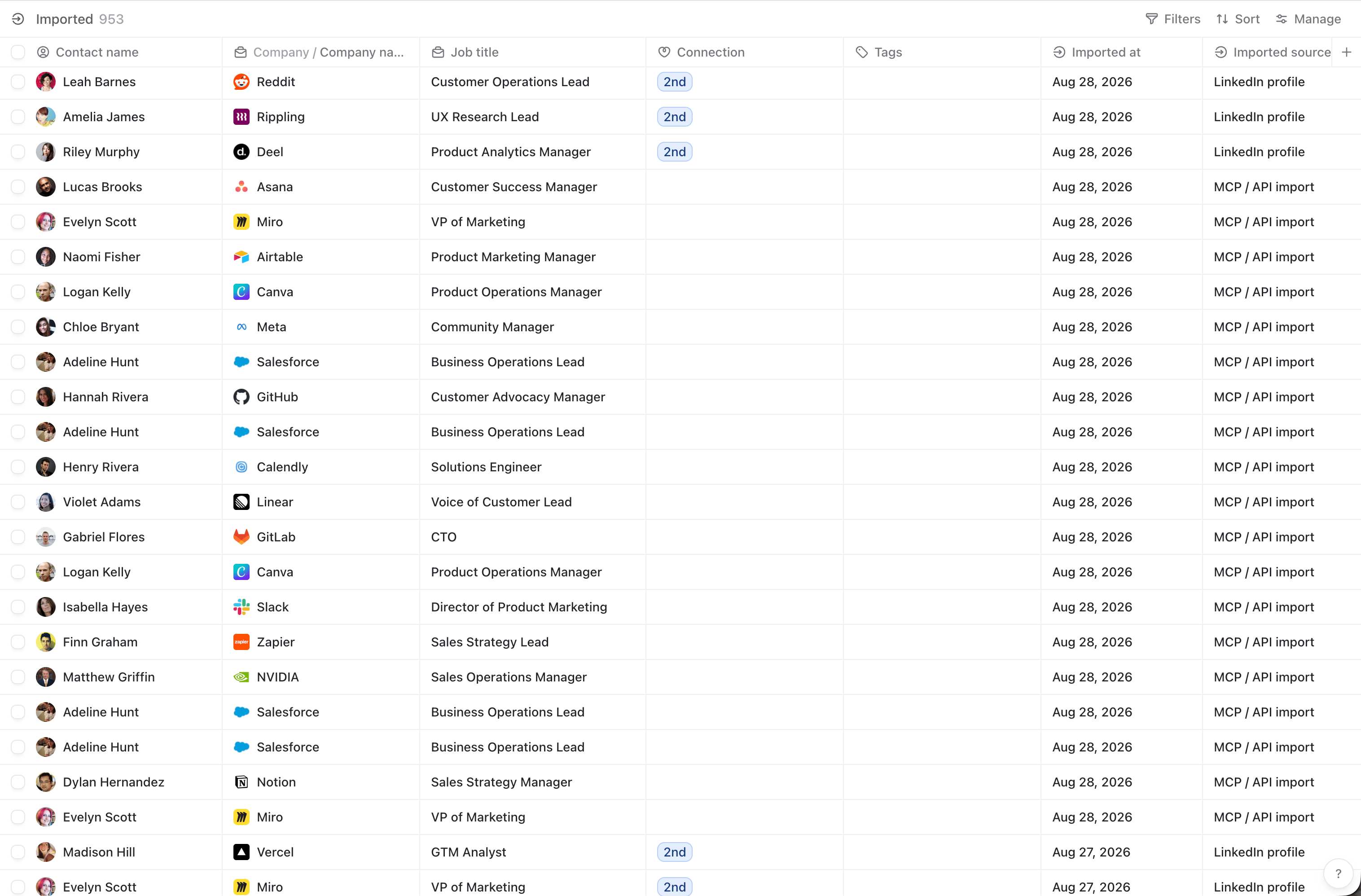 Imported View Contacts