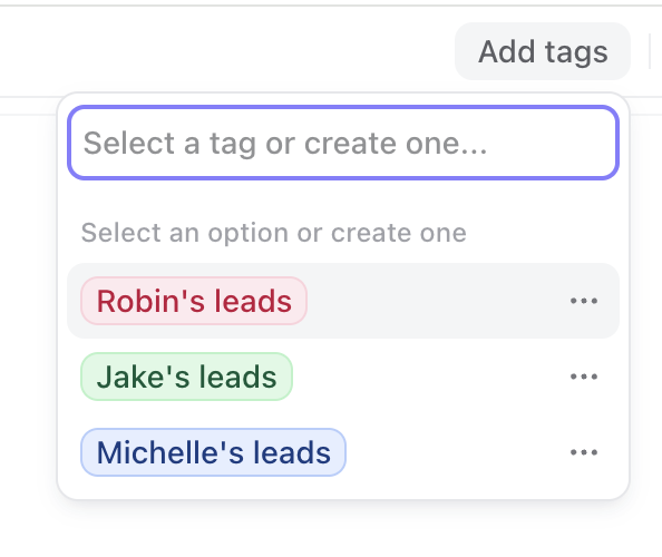 Inbox Sharing Leads Tags